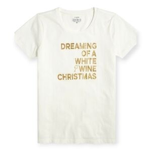 J.Crew Dreaming of a white wine Christmas T-shirt - Sz Small White / Gold